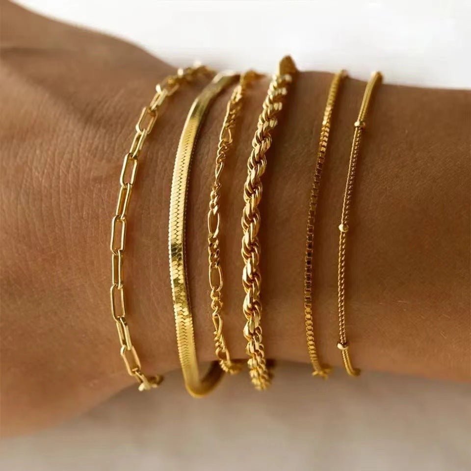 Stainless Steel 5 - piece Set Simple Bracelet Does Not Fade - Hamora
