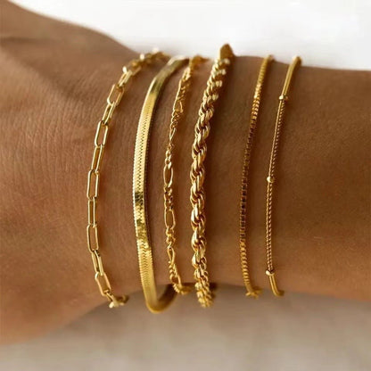 Stainless Steel 5 - piece Set Simple Bracelet Does Not Fade - Hamora