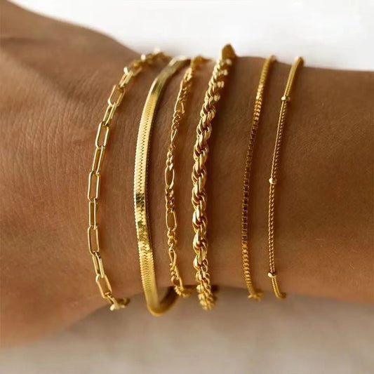 Stainless Steel 5 - piece Set Simple Bracelet Does Not Fade - Hamora