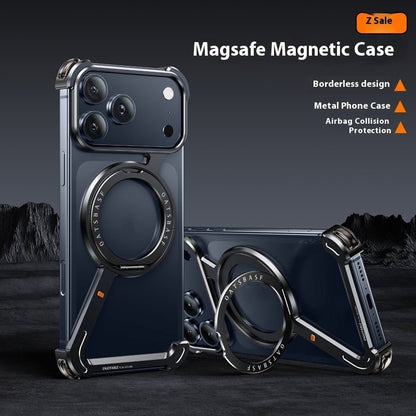Suitable For IPhone17promax Metal Frame Phone Case With Magnetic Bracket - Hamora