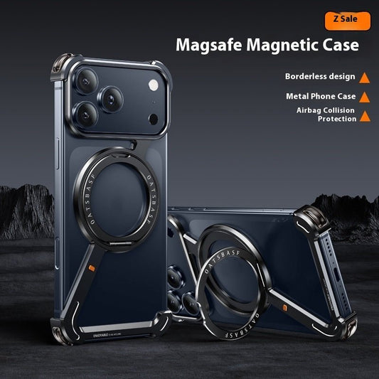 Suitable For IPhone17promax Metal Frame Phone Case With Magnetic Bracket - Hamora