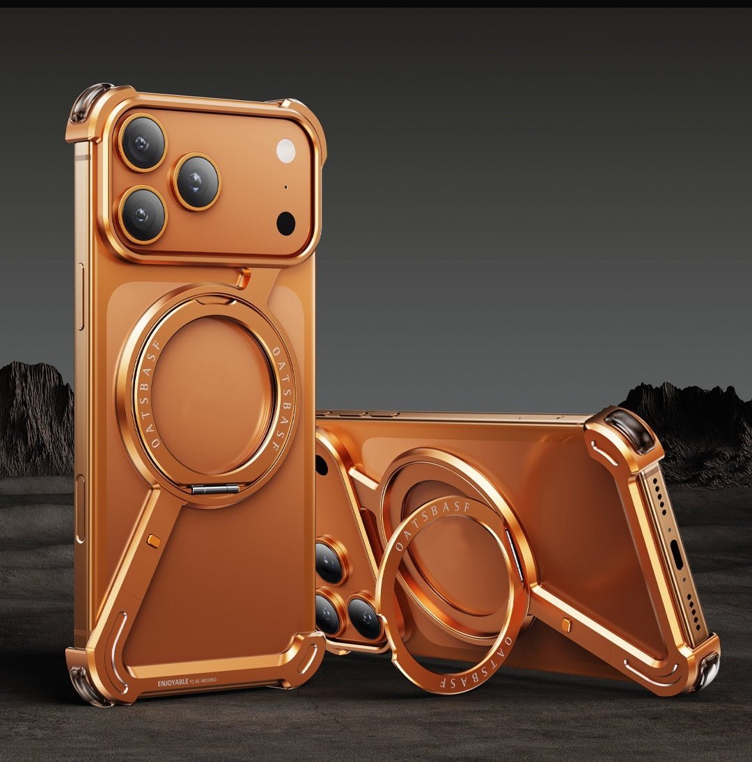 Suitable For IPhone17promax Metal Frame Phone Case With Magnetic Bracket - Hamora