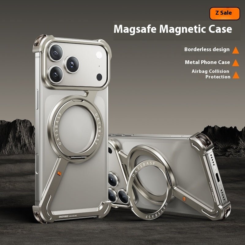 Suitable For IPhone17promax Metal Frame Phone Case With Magnetic Bracket - Hamora