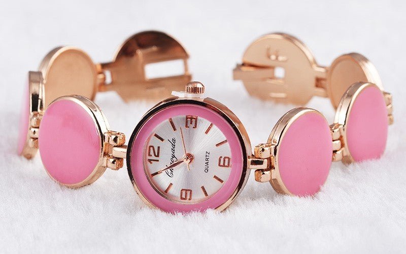 Women Watch Ladies Nobler Fashion Casual 5 Colors Wafer Design Round Dial Bracelet Watch Mujor Quartz Wristwatch Female Relojes - Hamora