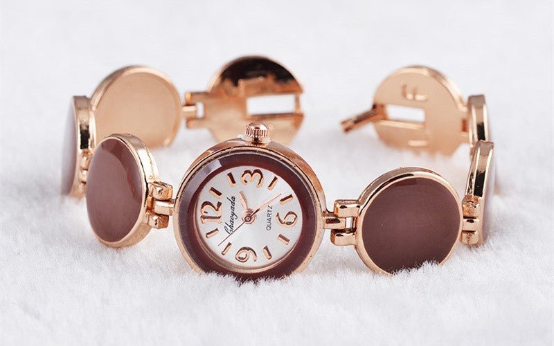 Women Watch Ladies Nobler Fashion Casual 5 Colors Wafer Design Round Dial Bracelet Watch Mujor Quartz Wristwatch Female Relojes - Hamora