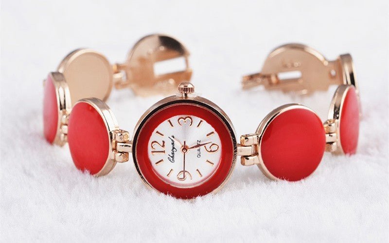 Women Watch Ladies Nobler Fashion Casual 5 Colors Wafer Design Round Dial Bracelet Watch Mujor Quartz Wristwatch Female Relojes - Hamora