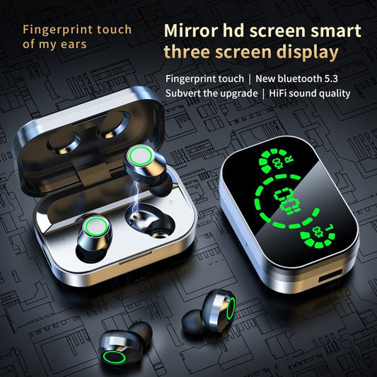 YD03 Wireless Bluetooth - compatible Headset TWS Large Screen Smart Digital Display In Ear Breathing Light - Hamora